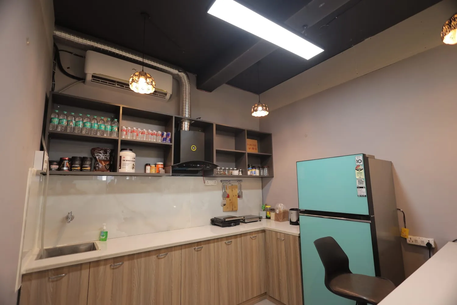 Interior seating inside the Iron Phalanx cafe